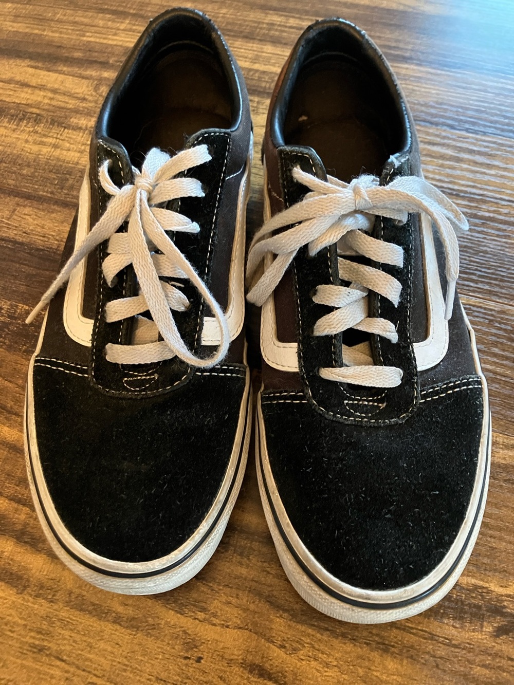Vans Black Suede Low-Top Sneakers with White Stripe